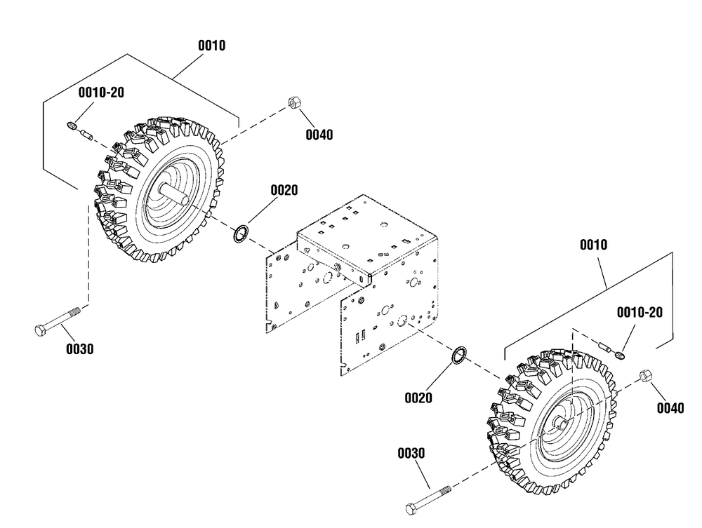 Wheels And Tires Group Diagram and Parts List for 1696290-00 2012 Briggs and Stratton Snow Blower